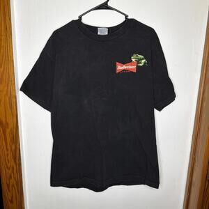Vintage 1995 Budweiser Frog Tshirt Large Stanley Desantis Faded Black
